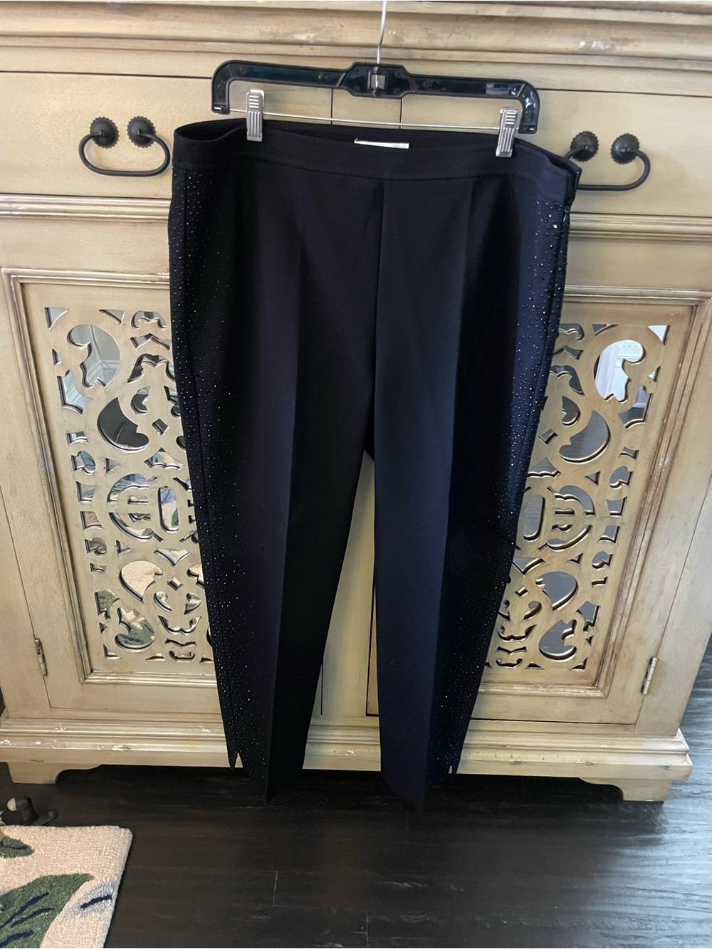St. John Black Lexi Pants with Sparkle Side Panels